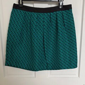 Stylish Teal and Black Patterned Skirt